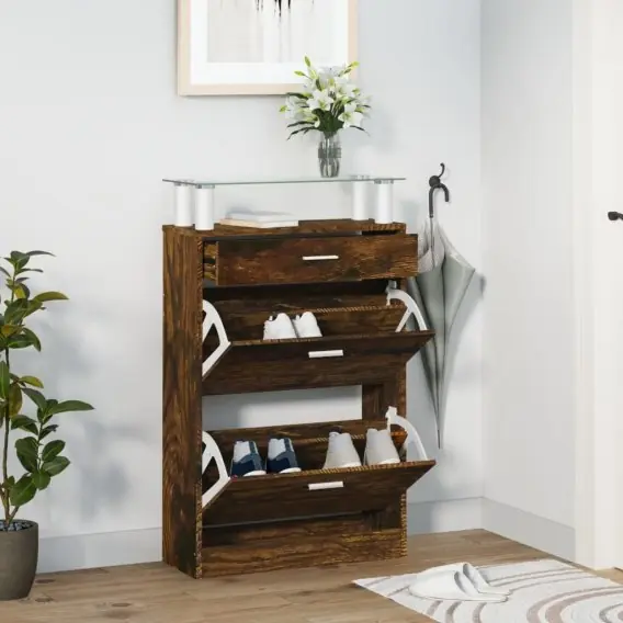 Darmowy zwrot Szafka na buty, przydymiony dąb, 63x24x104 cm - Hurtownia wielobranżowa Lumarko